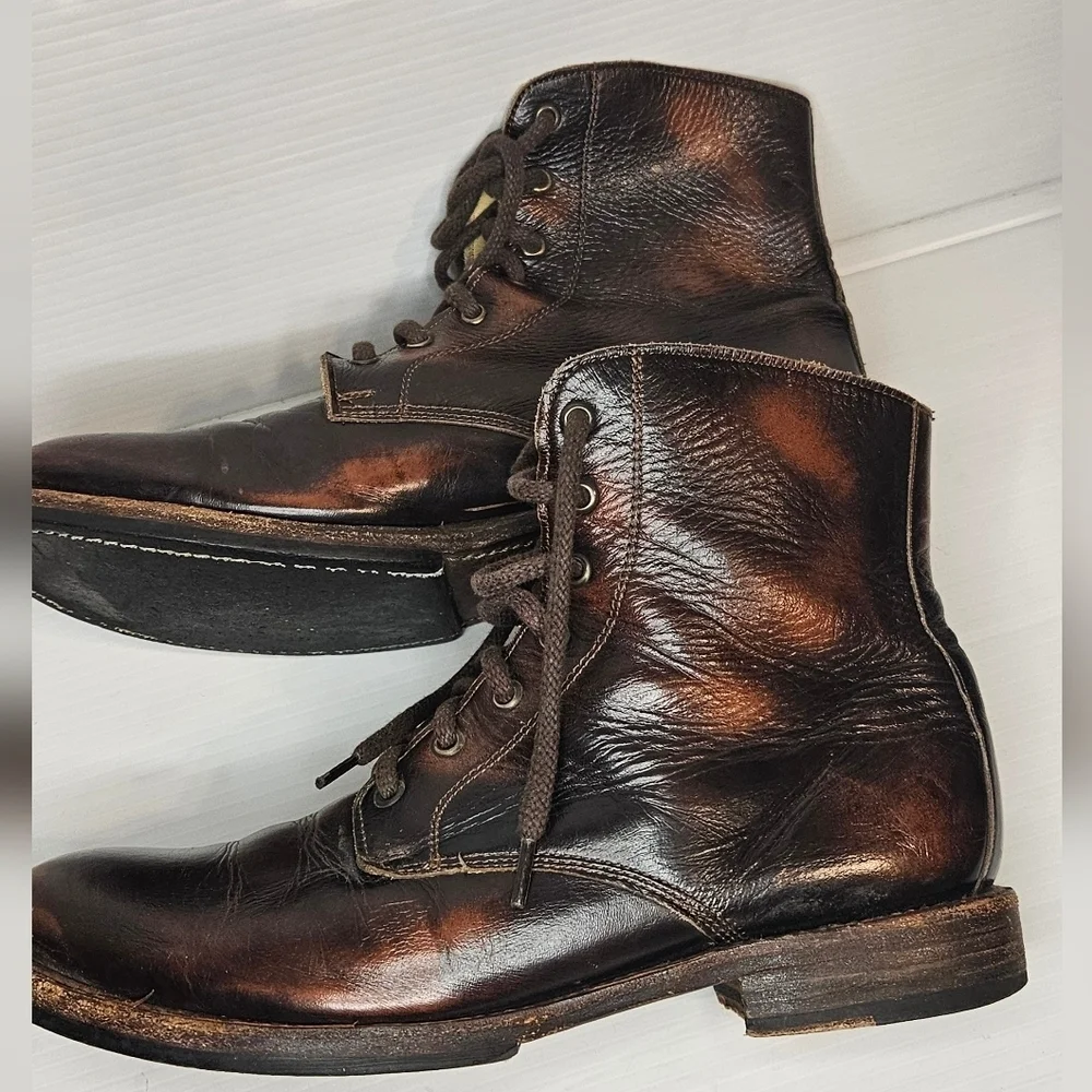 BED|STÜ Cobbler Series Men’s Two-Tone Brown Leather Lace-Up Boots – Handcrafted